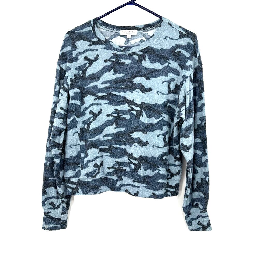 Michael Stars‎ Size Small Blue Camo Pullover Style Lightweight Sweater Top Shirt